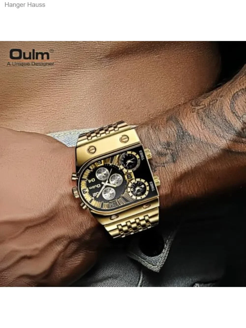Men's Luxury Rectangular Quartz Watch Multi-Time Zone Luminous Waterproof